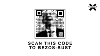 Jeff Bezos as a spoof QR code